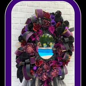 Halloween Wreath, Witch Wreath, Halloween Door Wreath, Spooky Halloween, Feminine Halloween, Halloween Door Decor, Gothic Decor, Shabby Chic