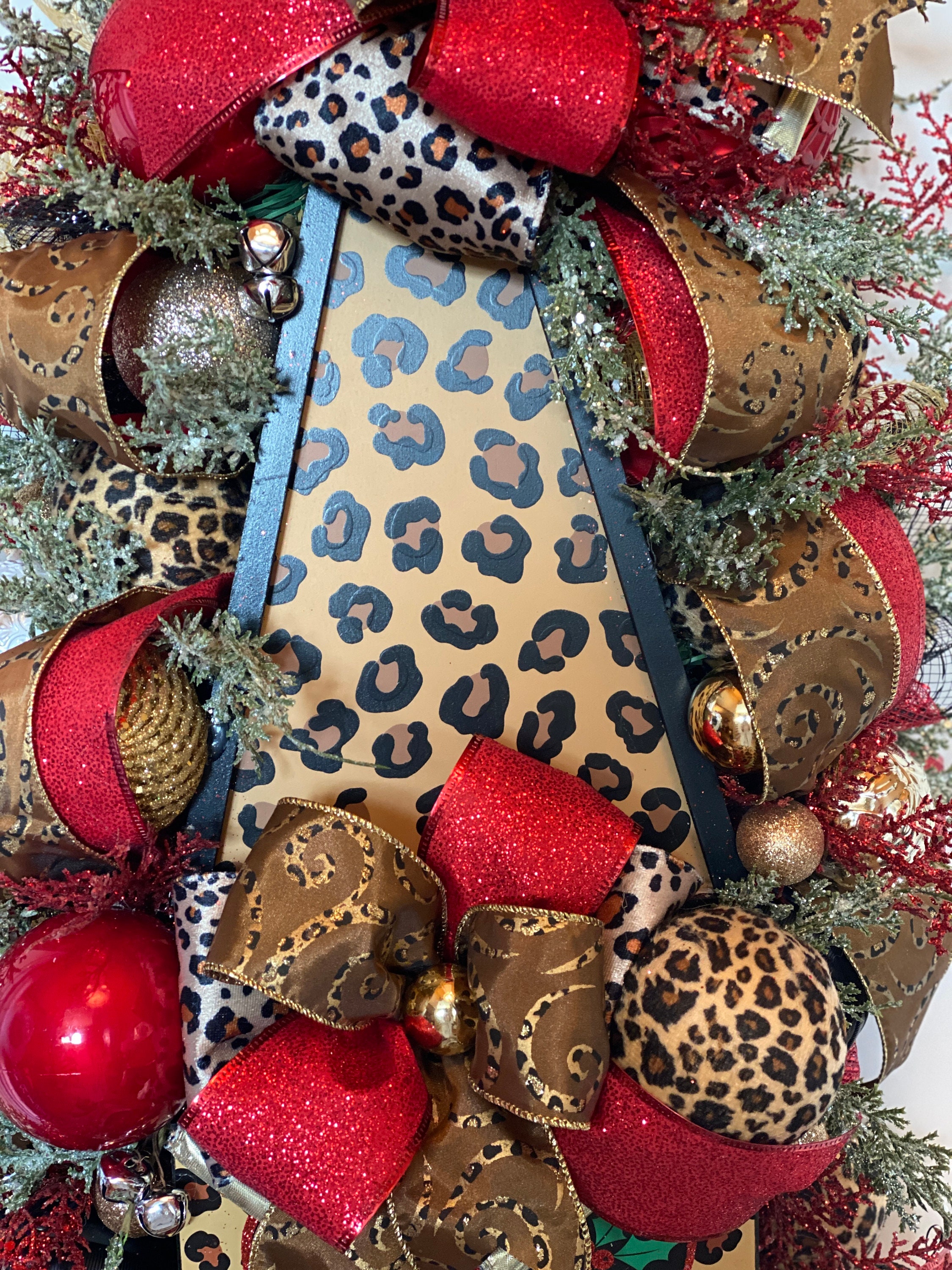 Leopard Christmas Animal Print Wreath Leopard Decorations Etsy UK leopard-christmas-animal-print-wreath-leopard-decorations-etsy-uk
