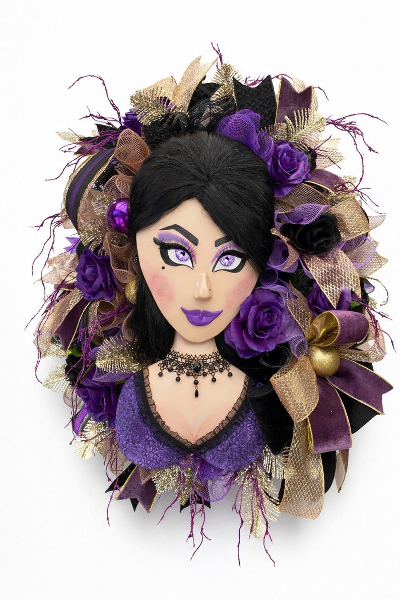 Glam Halloween, Happy Herd, Gothic Halloween, Halloween Wreath, Vampire Wreath, Halloween Door Decor, Wreath for Halloween, XXL Halloween image 2