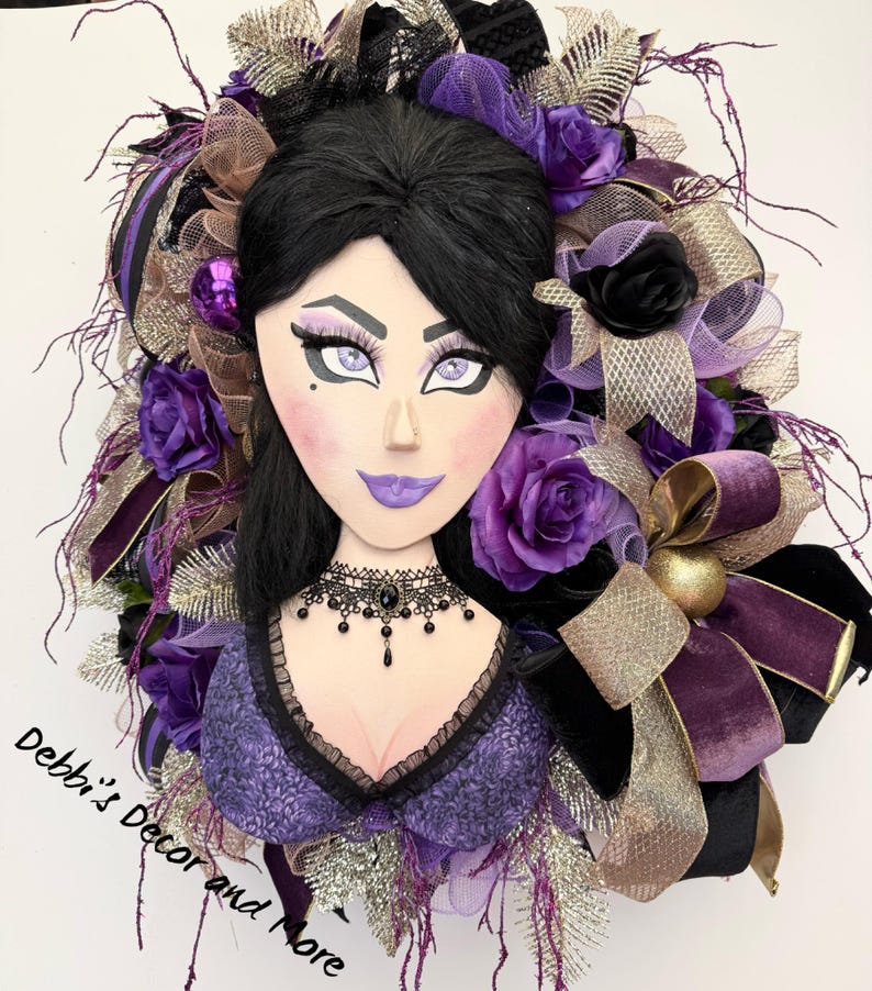 Glam Halloween, Happy Herd, Gothic Halloween, Halloween Wreath, Vampire Wreath, Halloween Door Decor, Wreath for Halloween, XXL Halloween image 3