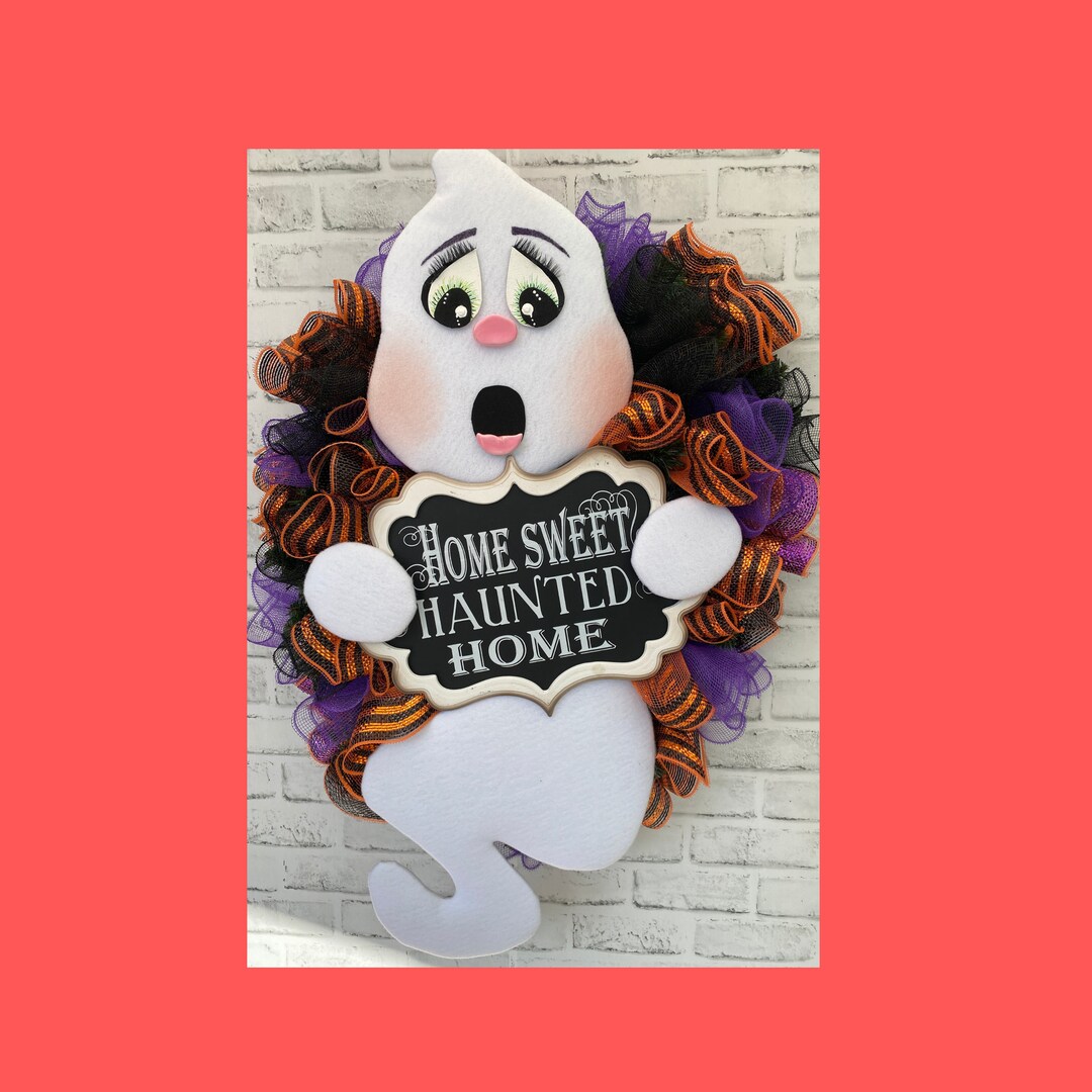 Halloween Wreath Attachment, Ghost Wreath Attachment, Wreath