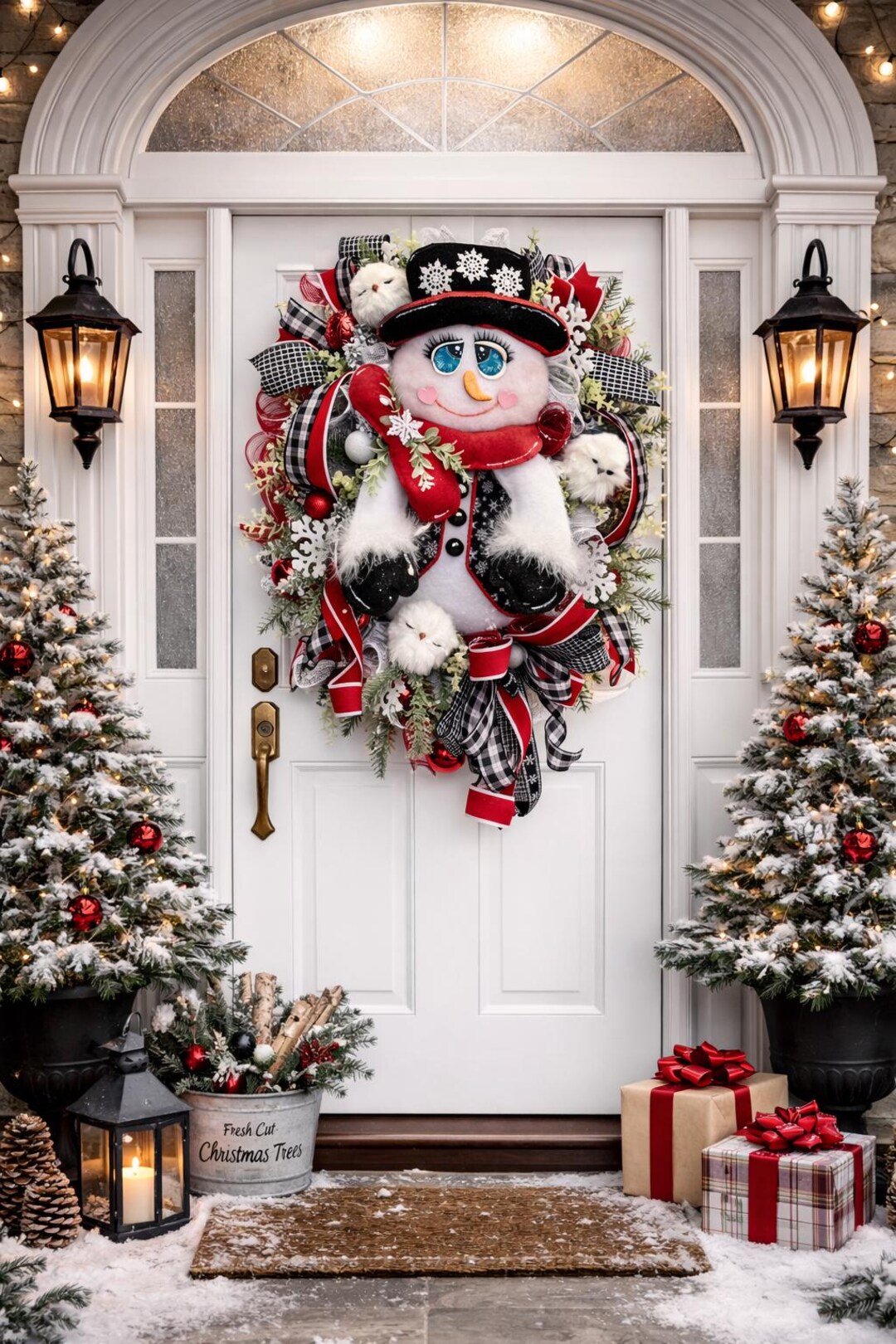 Snowman Wreath, Winter Wreath, Christmas Snowman, Snowman Decor, Winter ...