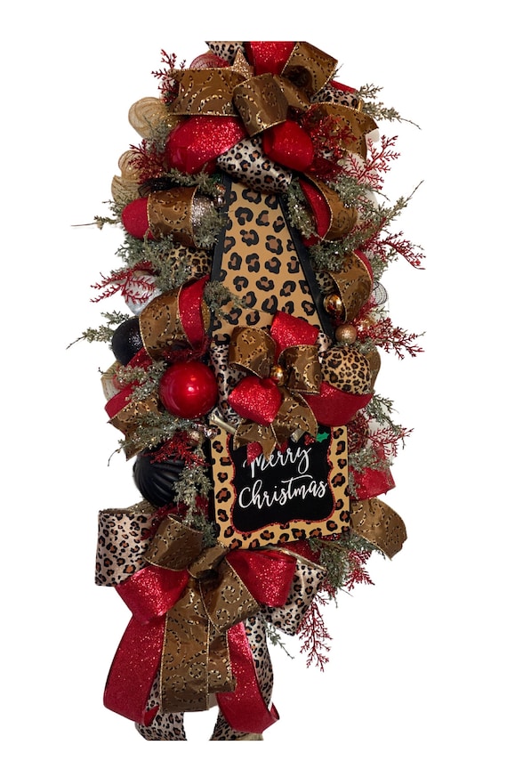 Leopard Christmas Animal Print Wreath Leopard Decorations - Etsy UK