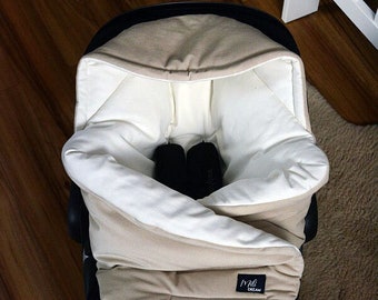 Babydecke für Babyschale / Autositzbezug / Schlafsack mit Kapuze für Babyschale - MINKY, VELVET