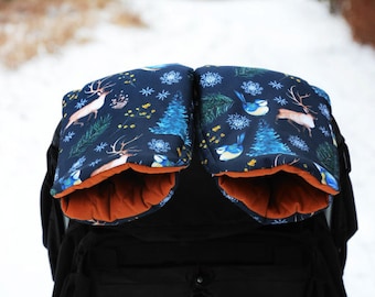Waterproof pram/ stroller muff,  hand muff, hand warmer - Choose your fabric! - 2 GLOVES