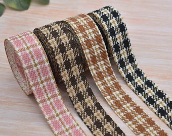 Check Tweed Style 25mm Pattern Polyester Ribbon Trim per metre