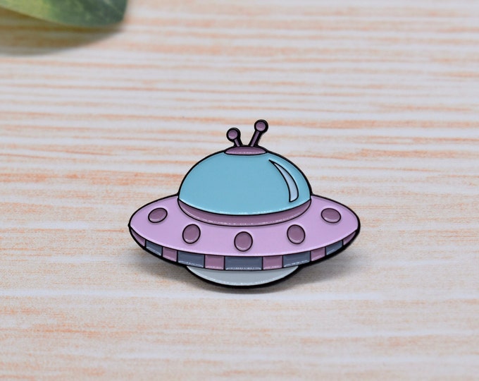 Cute Colourful Alien Ship Enamel Pin Badge