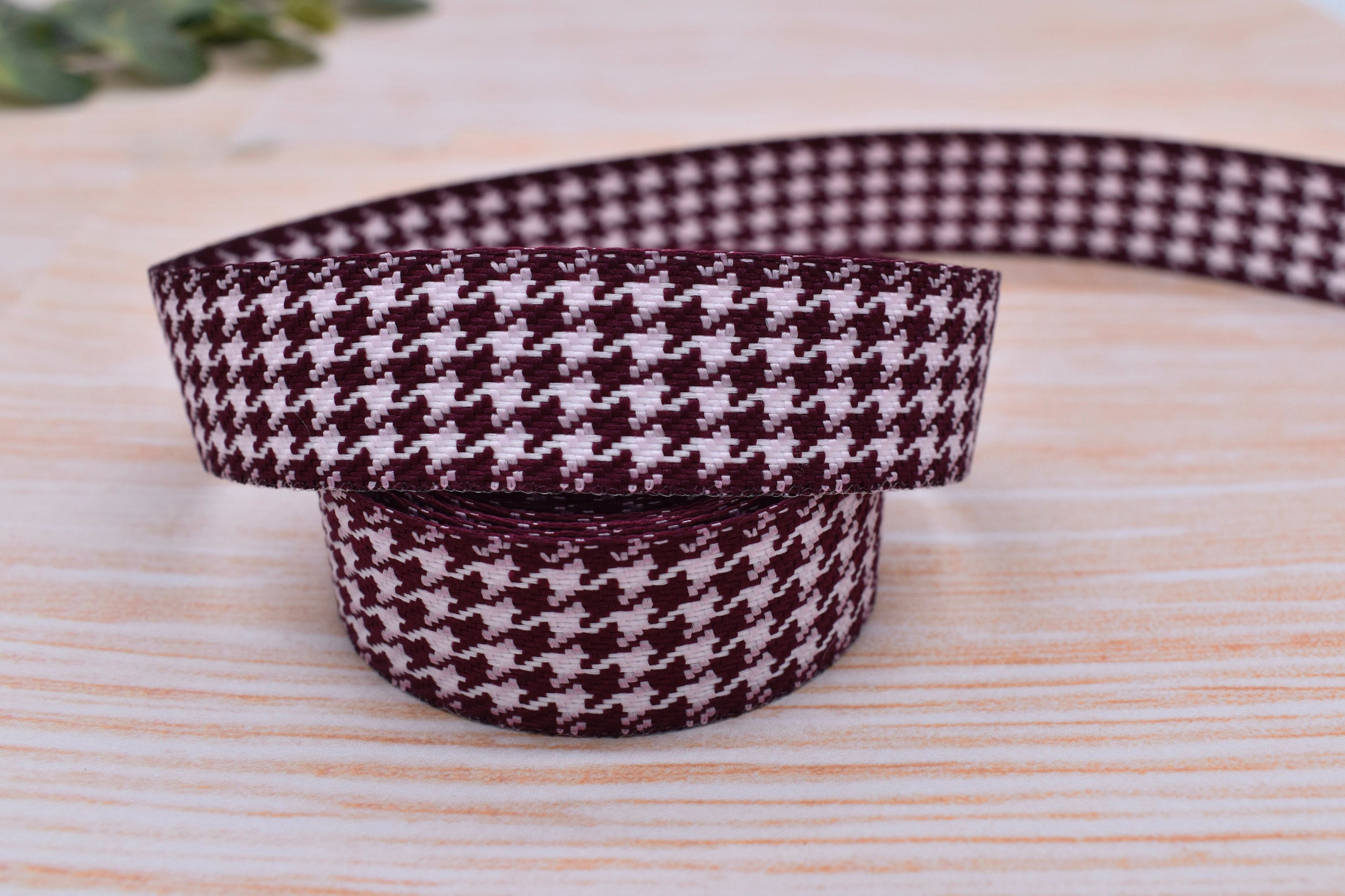 Set of 3 Metres - Houndstooth Pattern 25mm Polyester Ribbon Trim