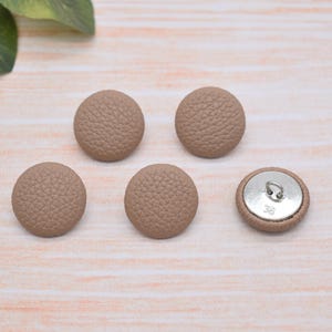 Set of 5 Brown Faux Leather Design Litchi Fabric Handmade Covered Shank Buttons embellishments –  22mm