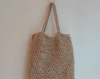 Boho boodschappentas, kruidenier zak, tas van jute markt, zomer raffia