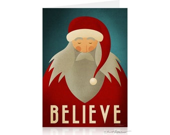 Greeting Card • Santa Believe Minimalist Christmas Card • 5x7 • Blank Inside