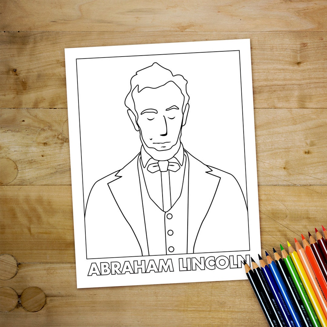 Coloring Page  Abraham Lincoln  Instant PDF Digital Download