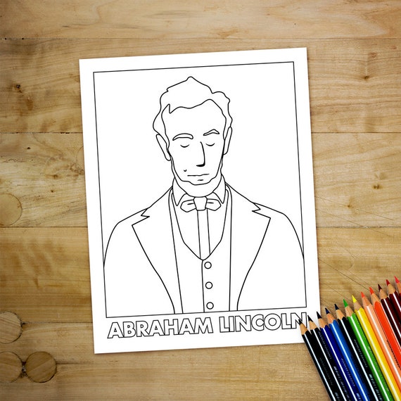 Coloring Page Abraham Lincoln Instant PDF Digital Download