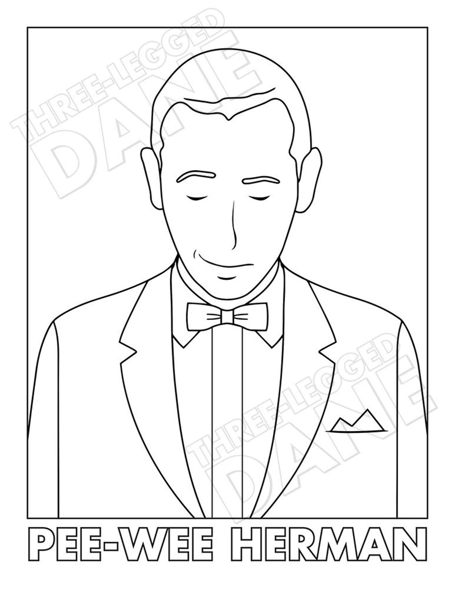 Coloring Page Pee wee Herman Instant PDF Digital Download Etsy Coloring Page Pee wee Herman Instant PDF Digital Download Etsy