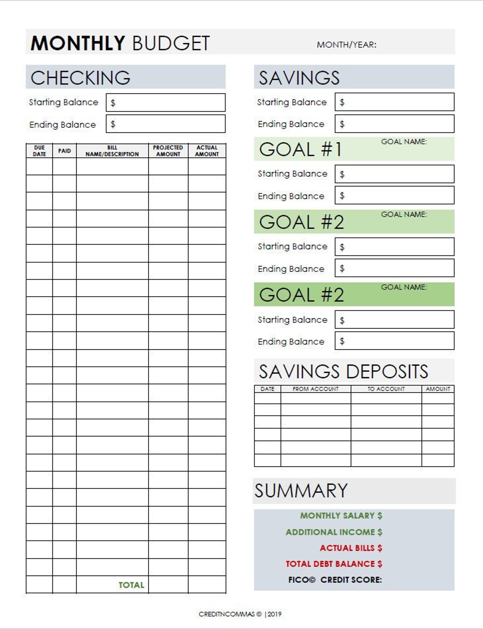 Monthly Budget Worksheets Etsy Canada