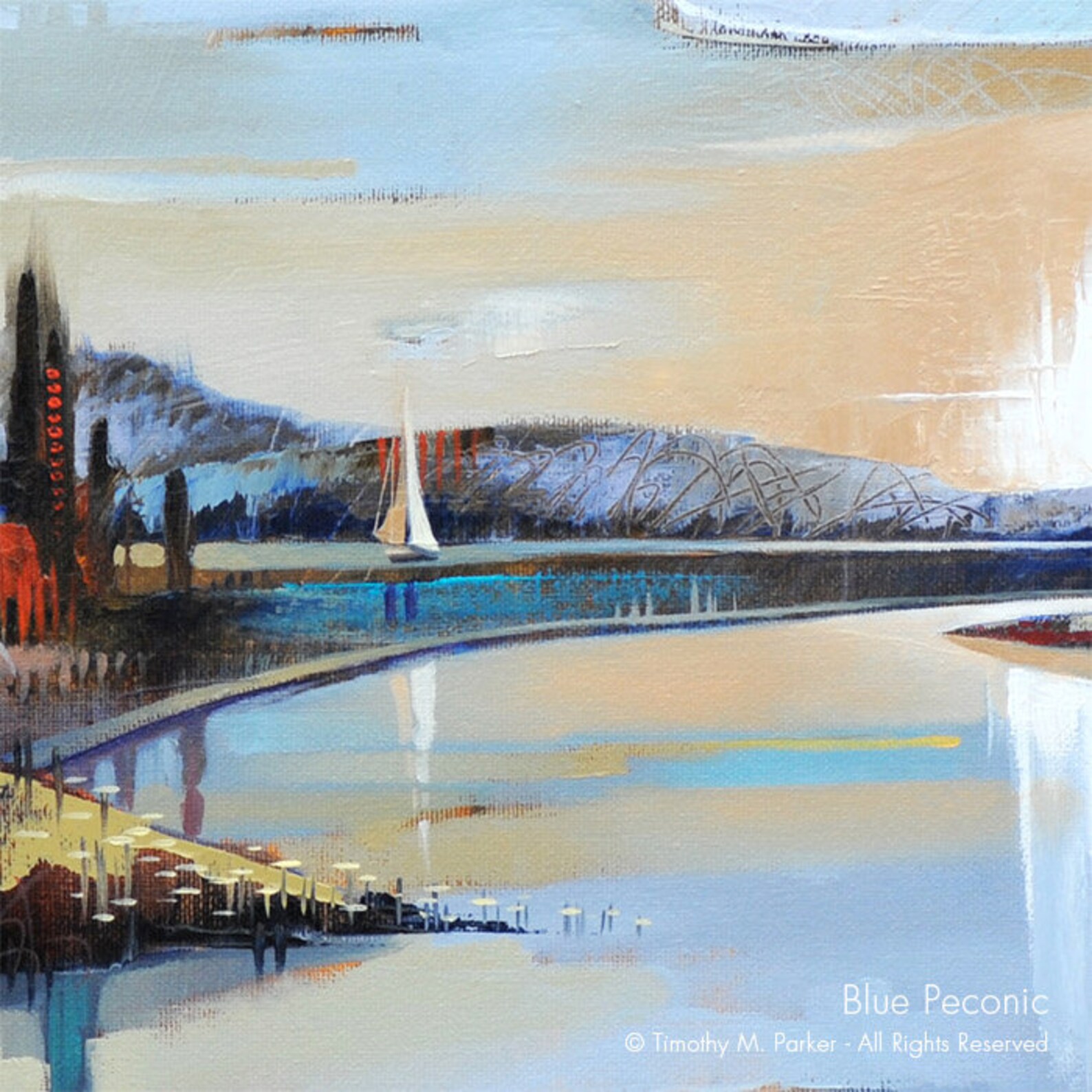 Modern Landscape Canvas Print BLUE PECONIC Abstract Etsy