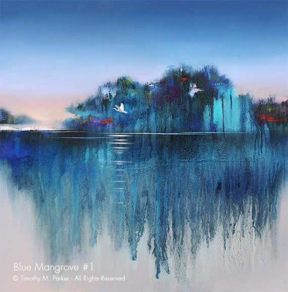 Modern Landscape Canvas Print BLUE MANGROVE 1 Abstract Etsy
