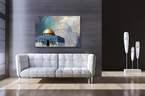 Canvas Print Islamic Wall Art Dome Of The Rock Islamic Art Islamic Home Decor Calligraphy Arabic Calligraphy Ramadan Gifts