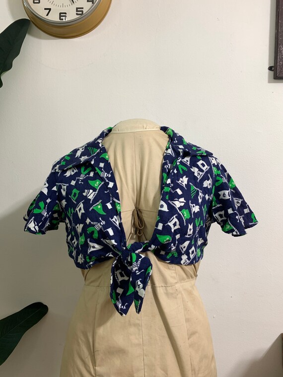 Rare womens 1940s 1950s nautical themed belted cro