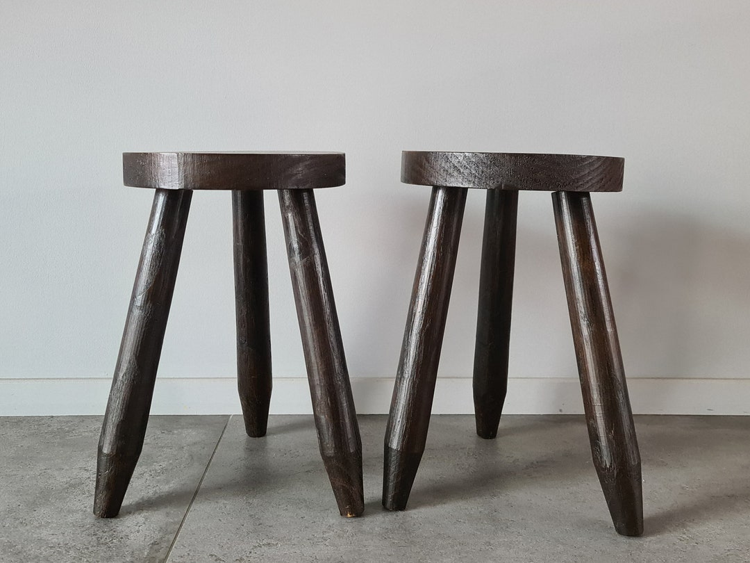 Pair French Brutalist Stools / Farm Stool / Tripod / 60s / - Etsy Australia