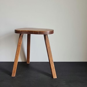 French Brutalist Stool / Farmhouse Stool / Tripod / 1960s / Charlotte Perriand Style / Mid-Century / 20th Century