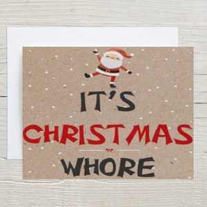 Grappige kerstkaart voor vriend, kerstkaart beste vriend, vrolijke kerstkaart voor bestie, kerstkaart voor haar. Het is kerst hoer