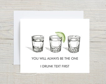 Funny Anniversary Card For Girlfriend, Valentines Day Card For Boyfriend, Birthday Card For Her, I Love You Card For Him. Drunk Text First