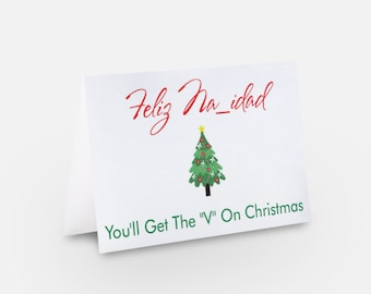 Dirty Christmas Card For Husband, Funny Christmas Card For Boyfriend, Naughty Merry Christmas Card For Him. You'll Get The V Later