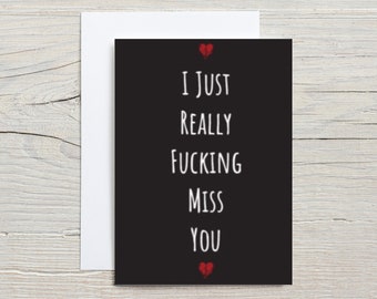 Miss You Card For Boyfriend, Thinking of You Card For Girlfriend, Long Distance Card For Him, Missing You Card For Her. I Fucking Miss You