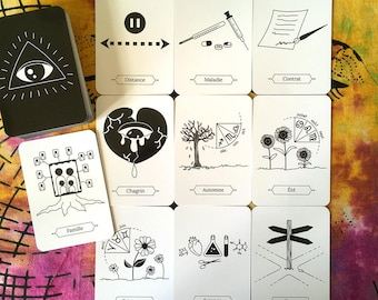 Oracle Simplifié - jeu de 75 cartes + 3 cartes explicatives, jeu minimaliste pour l'amour, le travail, la famille, l'amitié, la spiritualité