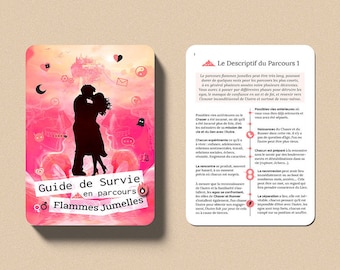 Twin Flame Journey Survival Guide - set of 80 double-sided cards, explanatory sheets, personal development book