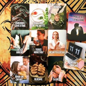 Oracle des Liens d'Âme - jeu de 75 cartes + 2 explicatives, relations sentimentales, connexions, amour, âme soeur, flamme jumelle, parcours