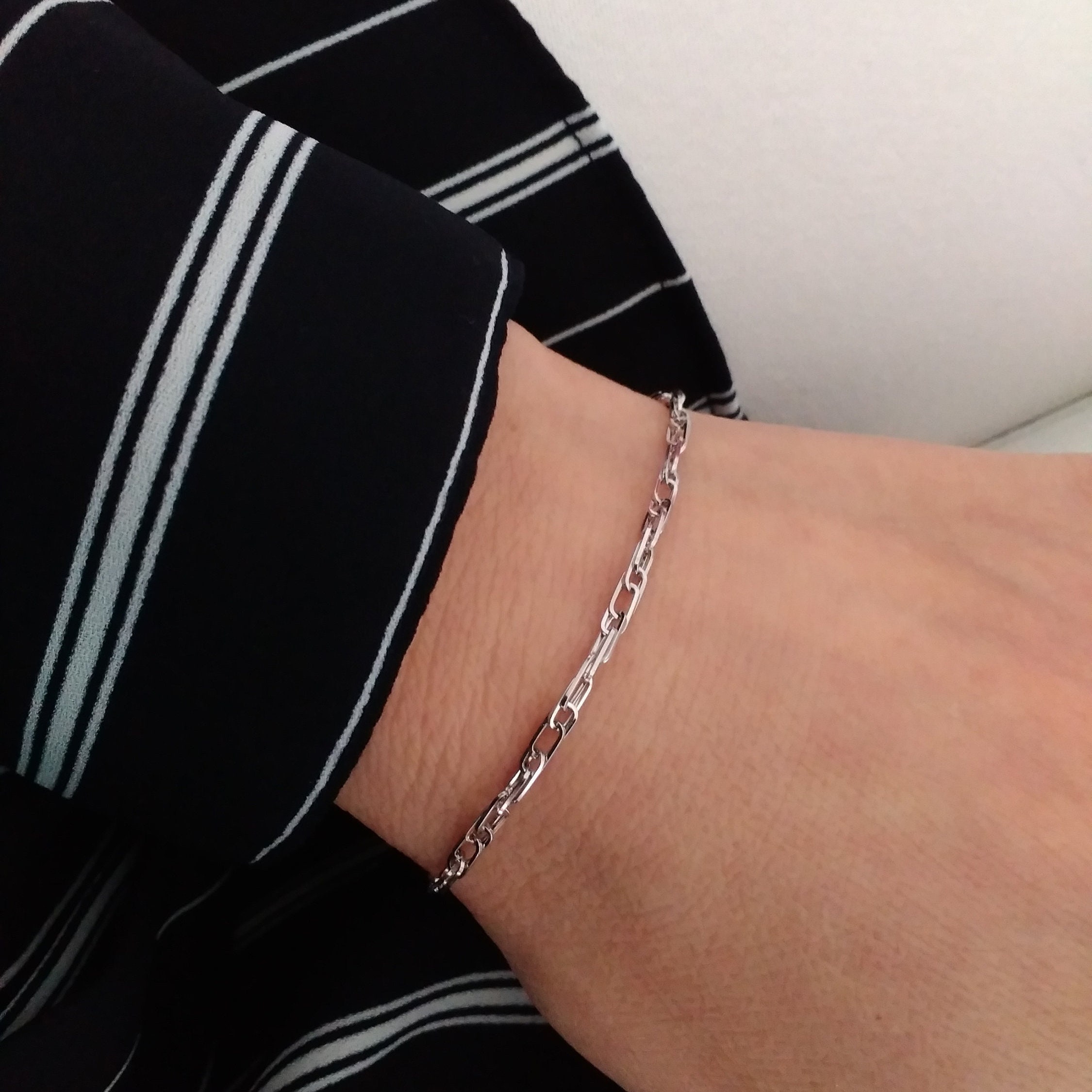 Double Cable 14k White Gold Bracelet Adjustable Link Gold - Etsy