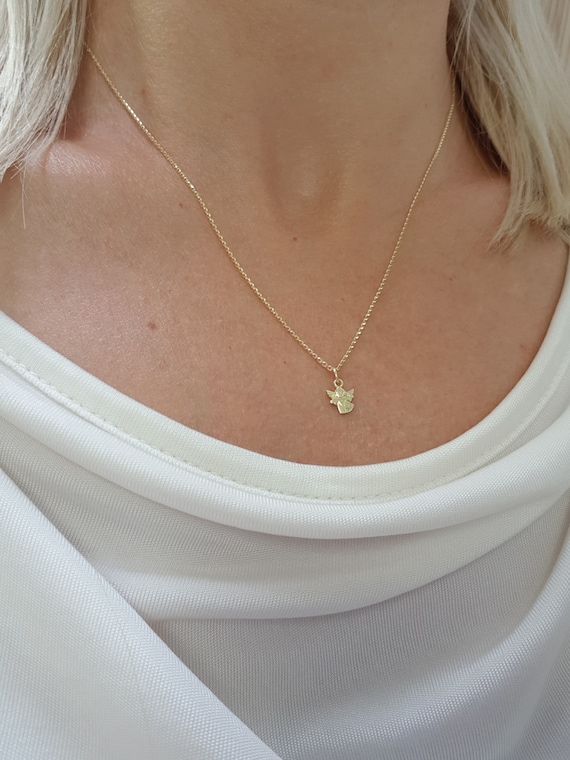 Guardian Angel Charm Necklace Baby Baptism Gift. Small Angel