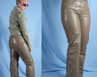 green leather pants mens