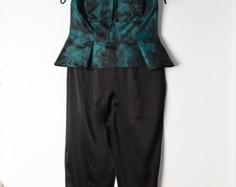 Y2K corset jumpsuit vintage black green jumpsuit cocktail party  2000s jumpsuit