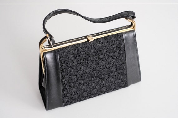 30s Art deco leather handbag. Vintage women's even