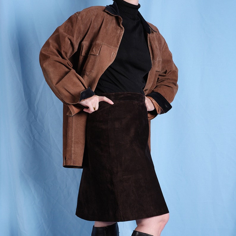 Size: EU 40 US10 UK14 Excellent condition Vintage boho suede short skirt 2000s suede leather skirt by Laura Ashley