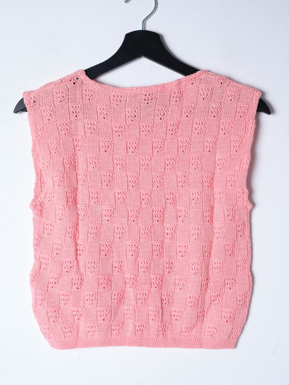 90s pastel pink knitted crop top / Vintage small … - image 3