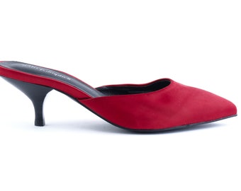 Y2K Jeffrey Campbell Red Kitten Heel Mules - Vintage Slingbacks EU 36