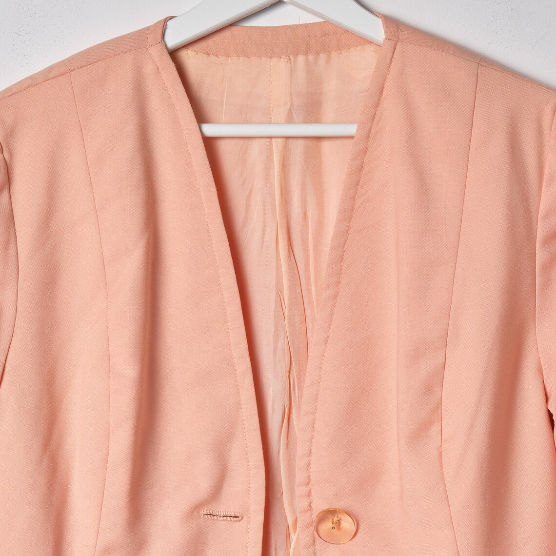 90s Peach Fuzz Wool Blazer: Vintage Handmade Cocktail Jacket, foto 3 di 5