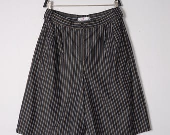 vintage 90s midi striped regular shorts high rise wide leg trouser shorts