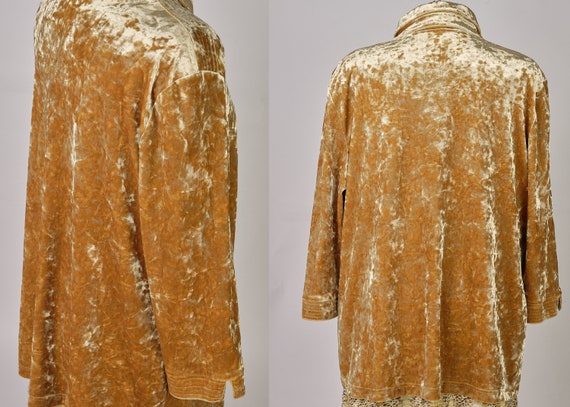 2000s Louis Feraud blouse. Y2K Feraud gold velvet… - image 5