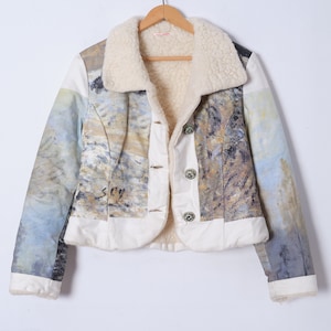 Chaqueta Sherpa con estampado Y2K: Arte impresionista de Alfred Sisley, talla S