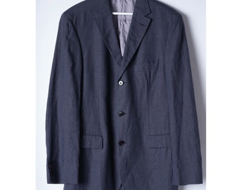 Hugo Boss Scorsese lichte linnen blazer / vinatgeLinnen jas / jaren 2000 grijsblauwe linnen blazer/luxe herenjas