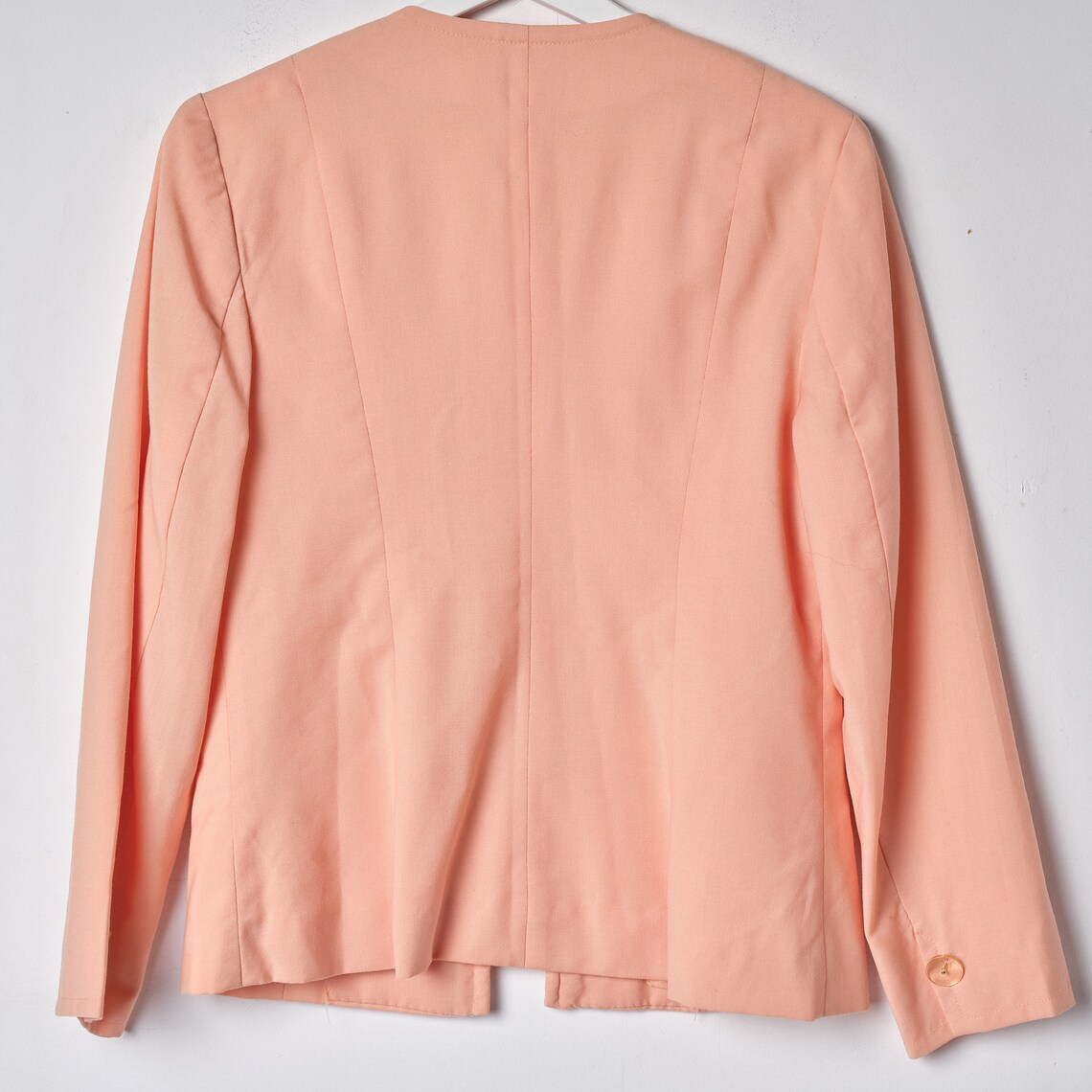 90s Peach Fuzz Wool Blazer: Vintage Handmade Cocktail Jacket, foto 2 di 5