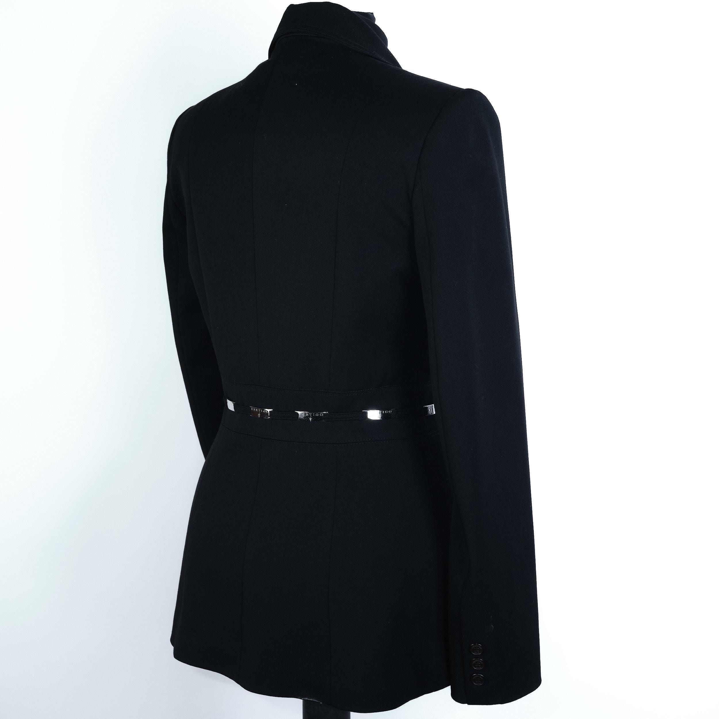 Vintage Y2K Black Blazer: Fitted Waist, Wide Lapels - Made in 