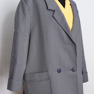 Y2K Blazer kastenförmig geschnitten Vintage Oversized Jacke 2000er Jahre zweireihiger Marine Weißer Blazer