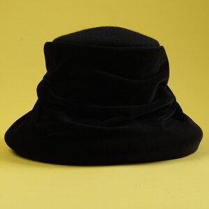 60s Wool Bucket Hat/vintage Velvet Hat/british Black Wool  display picture 2