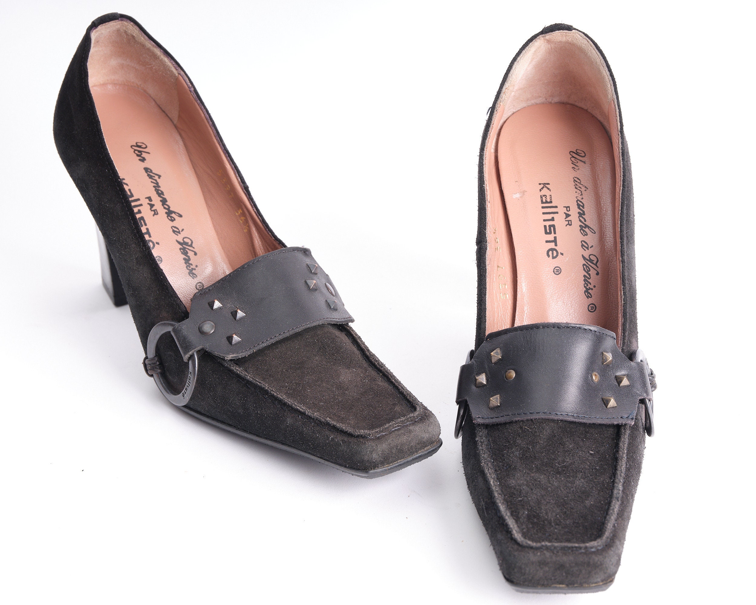 Vintage luxury women's shoes Y2K Vintage KALLIST\u00c9 women's pumps 90s  2000s KALLIST\u00c9 square toe block heel loafers Size  EU36,5